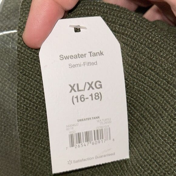 NWT Time & Tru Women’s Sweater Tank Top Green Knit Sleeveless Shirt Size XL 16-1 - Picture 15 of 16